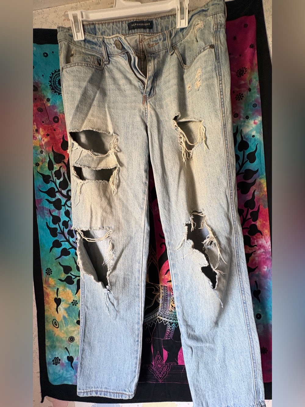 Aeropostale Distressed Light Blue Boyfriend Jeans